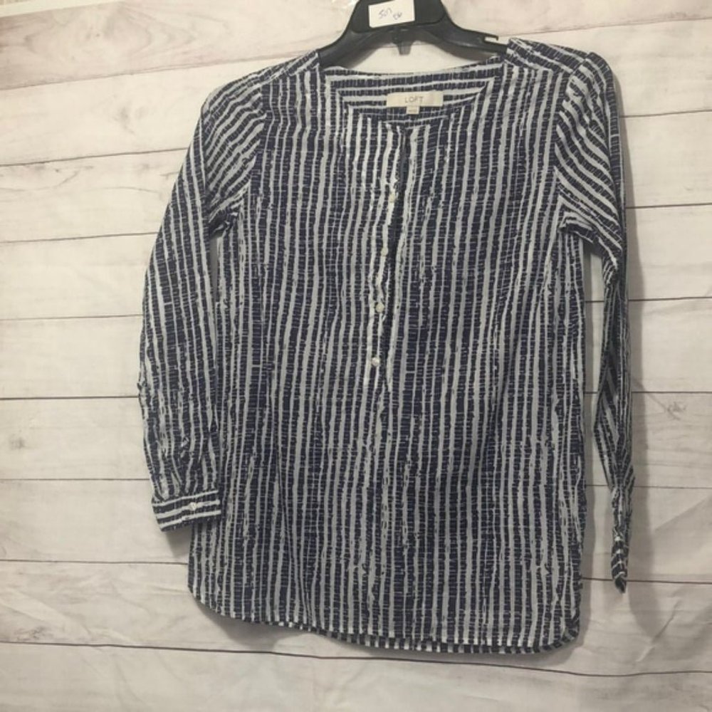 Ann Taylor Loft striped simi-sheer top size XXS.